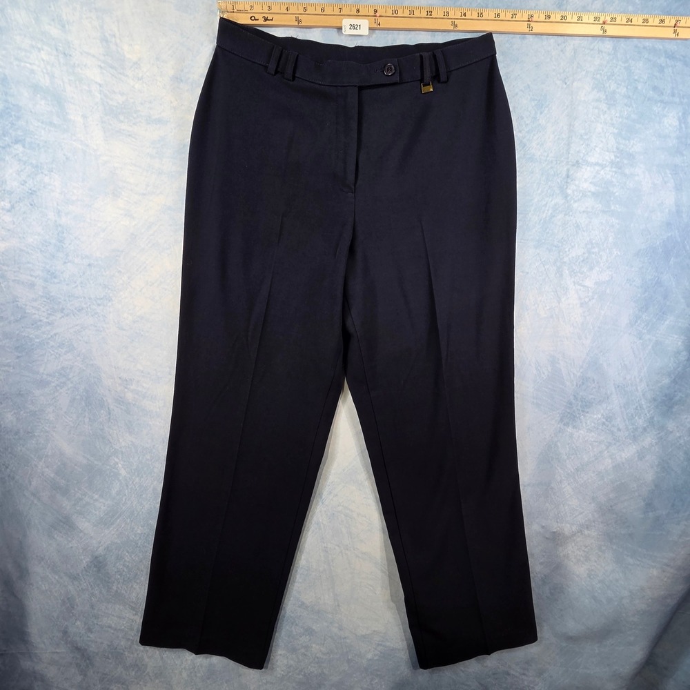 Tanjay Womens Navy Blue Straight Leg Dress Pants Trouser Size 12 Professional